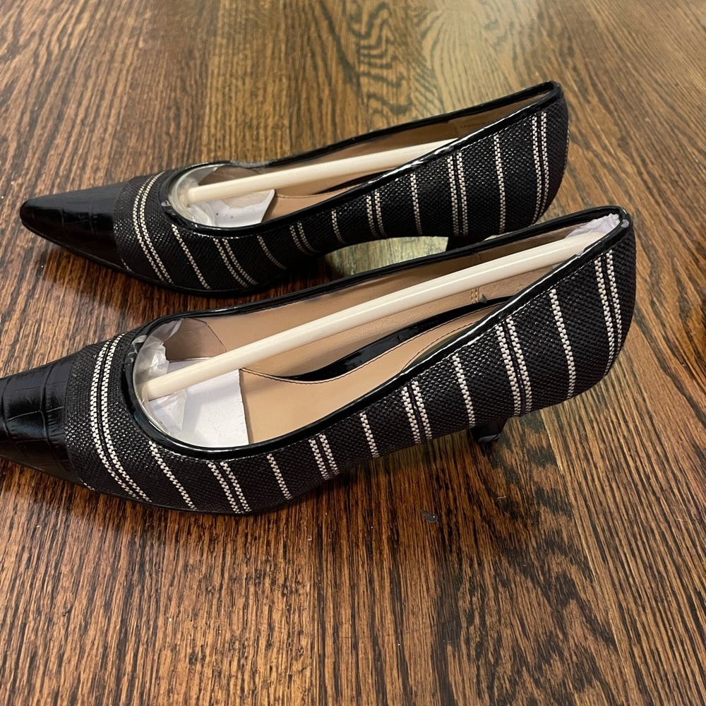 Black and Tan striped heels